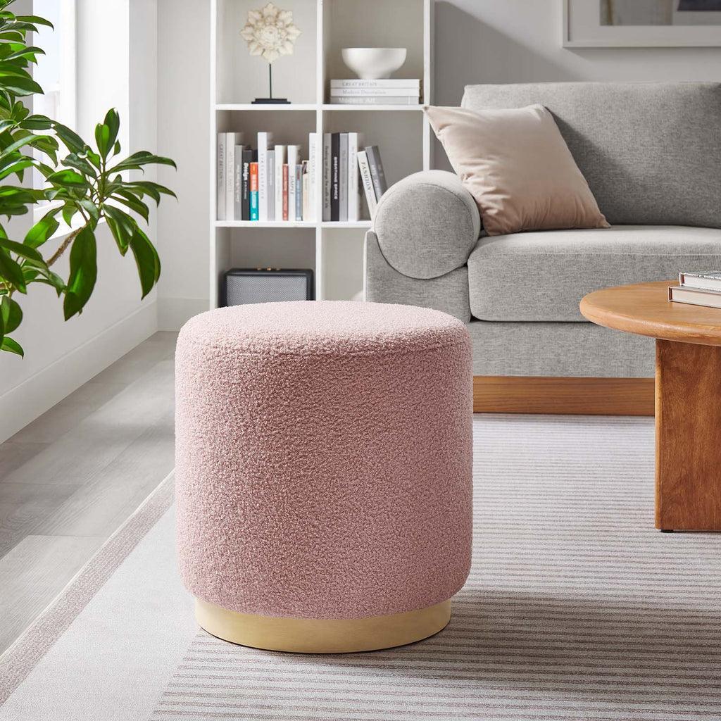 Modway Tilden 16" Round Sherpa Upholstered Ottoman FredCo