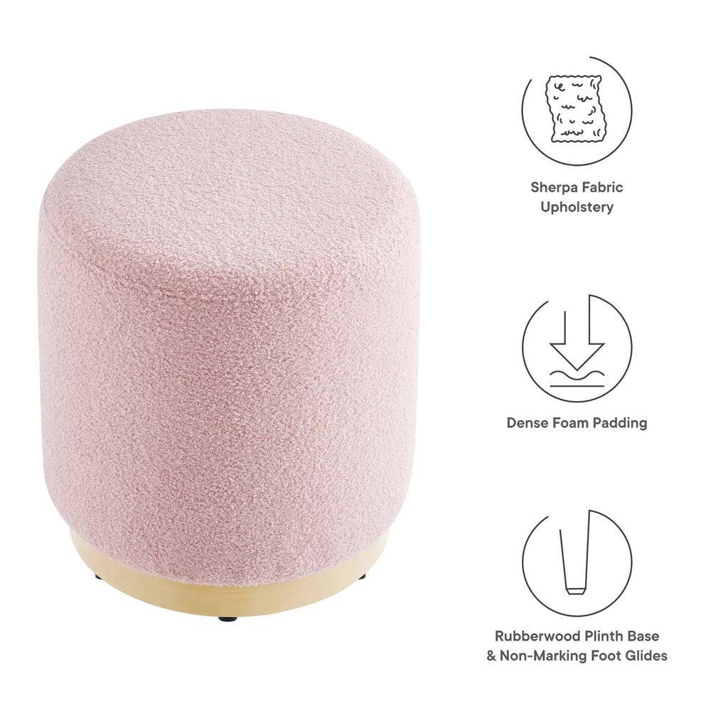 Modway Tilden 16" Round Sherpa Upholstered Ottoman FredCo