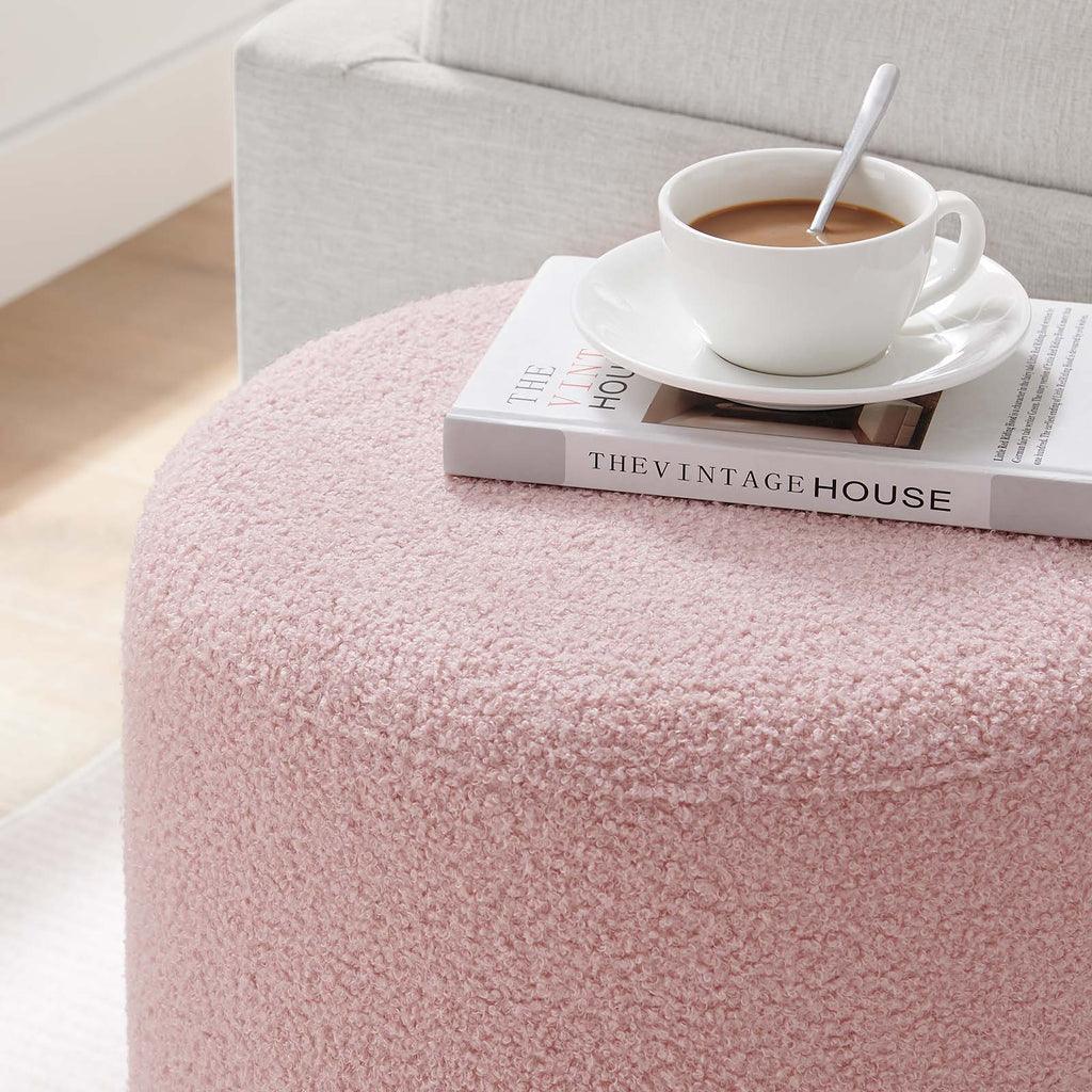 Modway Tilden 16" Round Sherpa Upholstered Ottoman FredCo