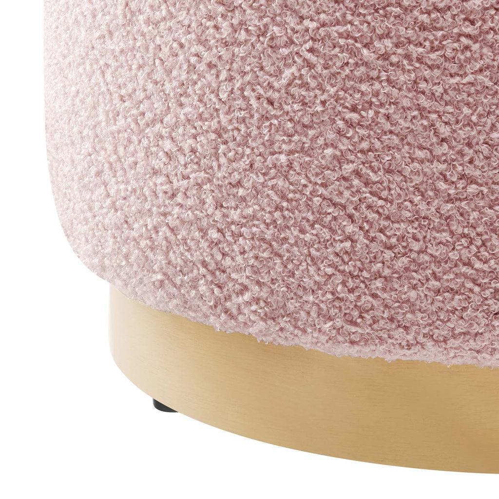 Modway Tilden 16" Round Sherpa Upholstered Ottoman FredCo
