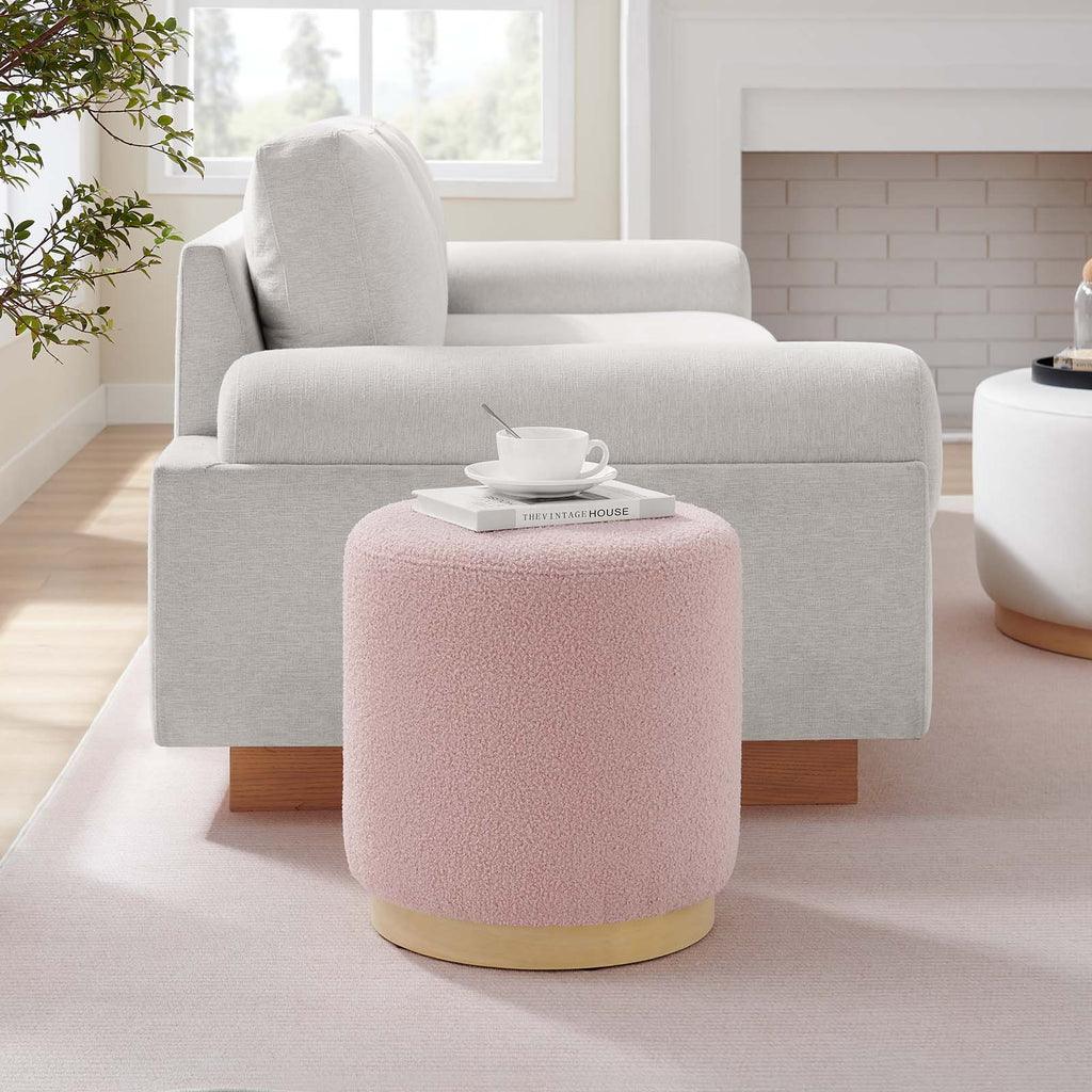 Modway Tilden 16" Round Sherpa Upholstered Ottoman FredCo