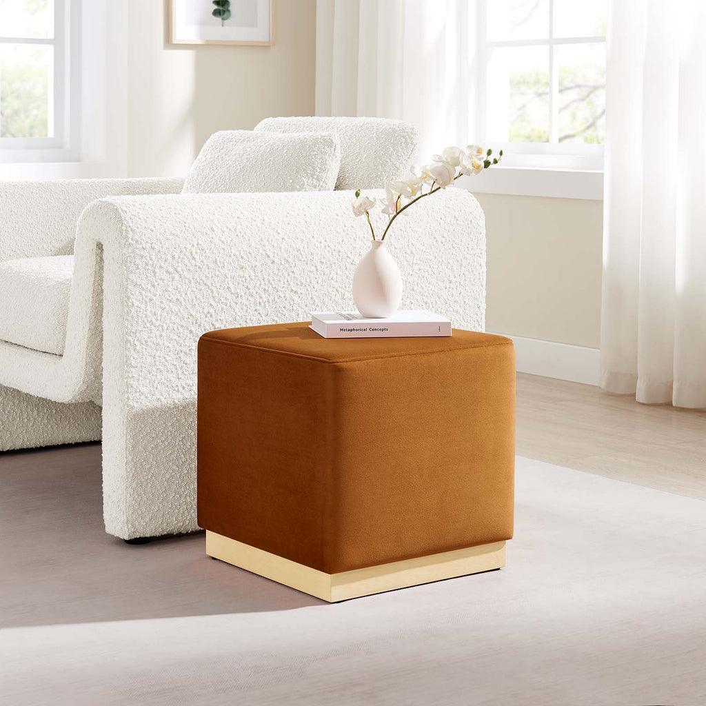 Modway Tilden 17" Square Performance Velvet Upholstered Ottoman FredCo