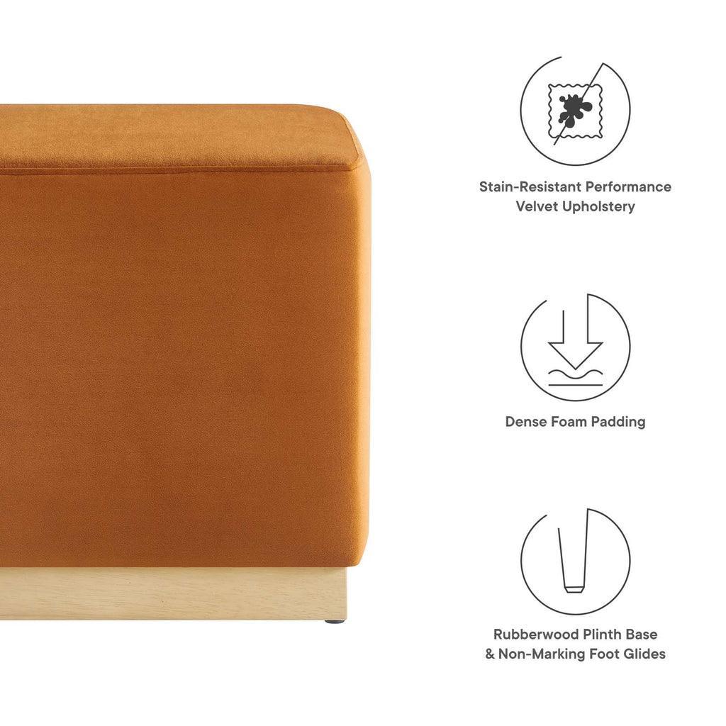 Modway Tilden 17" Square Performance Velvet Upholstered Ottoman FredCo