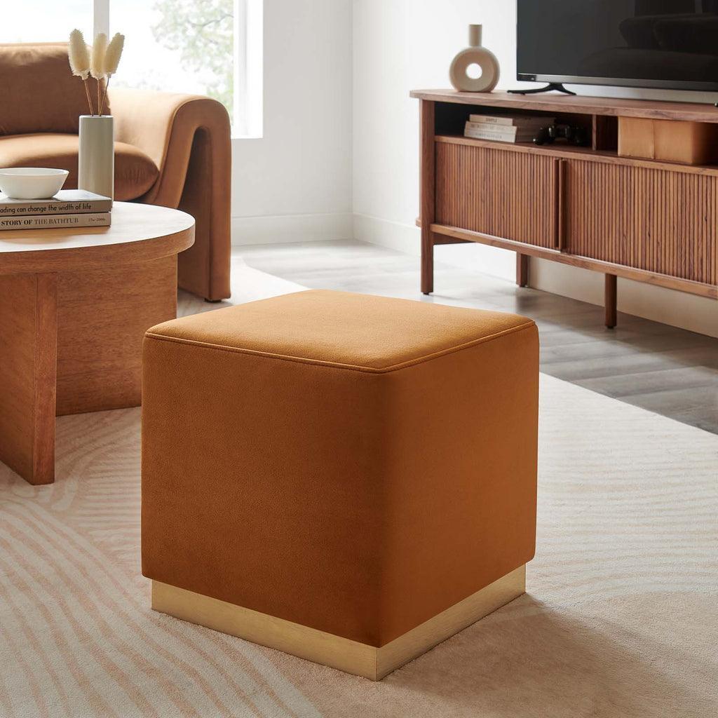 Modway Tilden 17" Square Performance Velvet Upholstered Ottoman FredCo