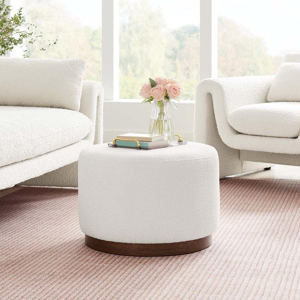 Modway Tilden Large 23" Round Boucle Upholstered Ottoman FredCo