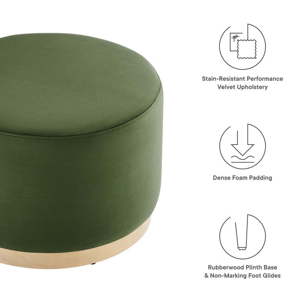 Modway Tilden Large 23" Round Performance Velvet Upholstered Ottoman FredCo