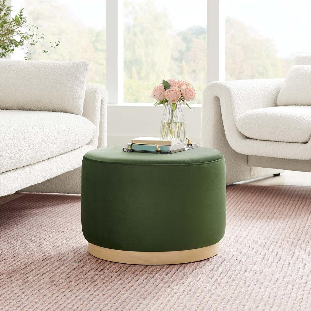 Modway Tilden Large 23" Round Performance Velvet Upholstered Ottoman FredCo
