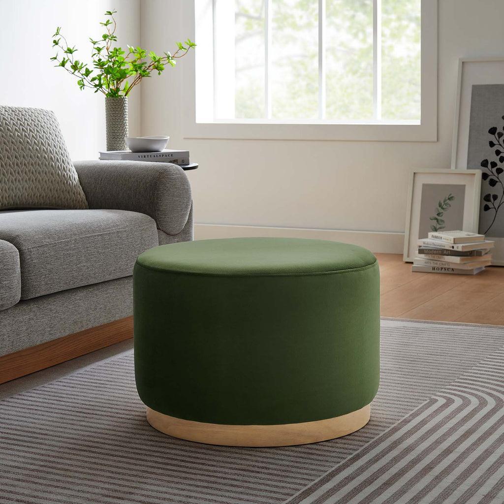 Modway Tilden Large 23" Round Performance Velvet Upholstered Ottoman FredCo