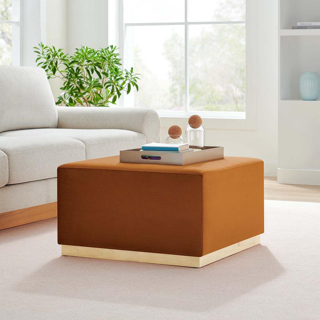 Modway Tilden Large 28" Square Performance Velvet Upholstered Ottoman FredCo