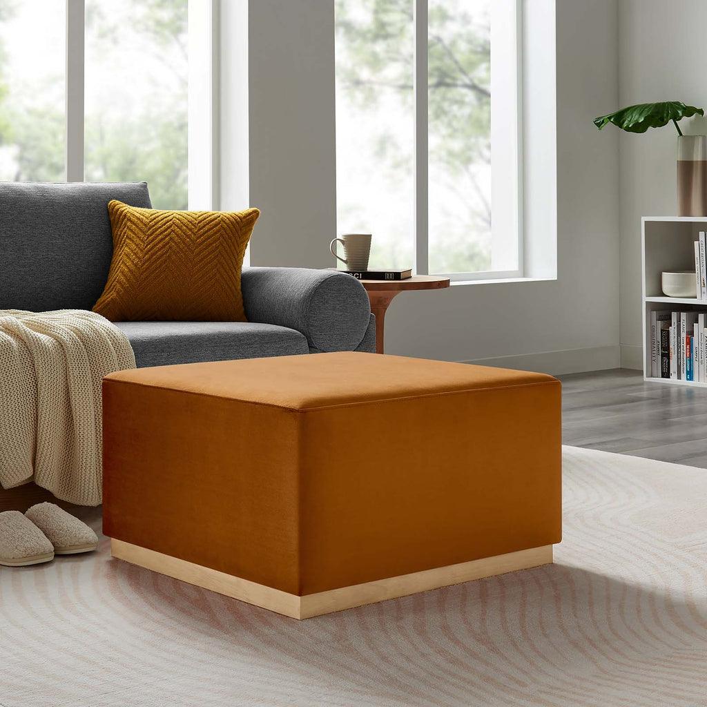 Modway Tilden Large 28" Square Performance Velvet Upholstered Ottoman FredCo
