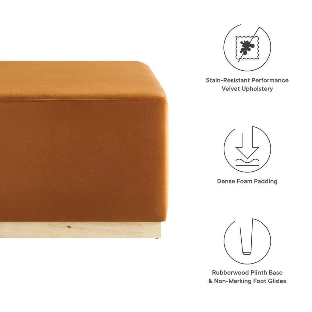 Modway Tilden Large 28" Square Performance Velvet Upholstered Ottoman FredCo