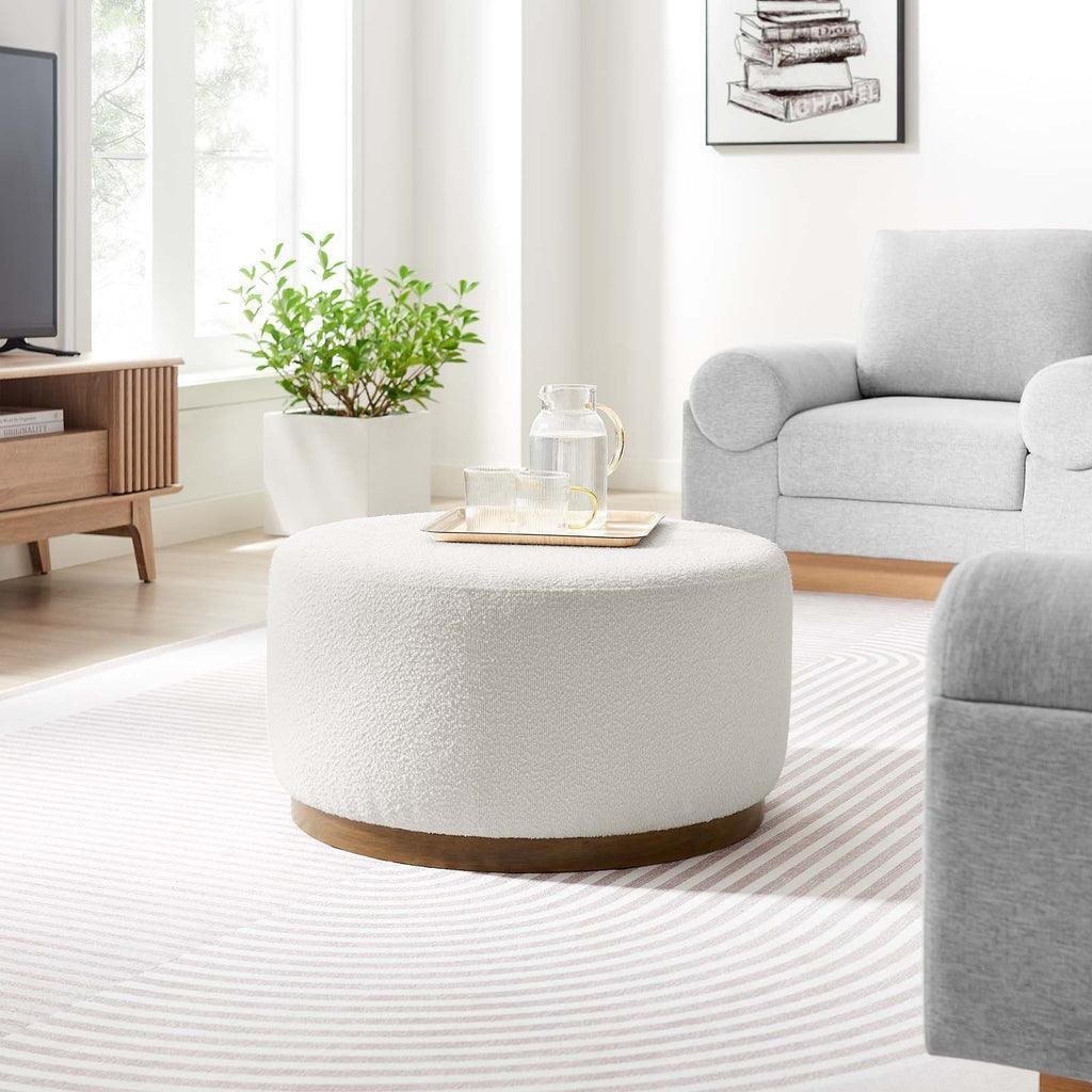 Modway Tilden Large 29" Round Boucle Upholstered Ottoman FredCo