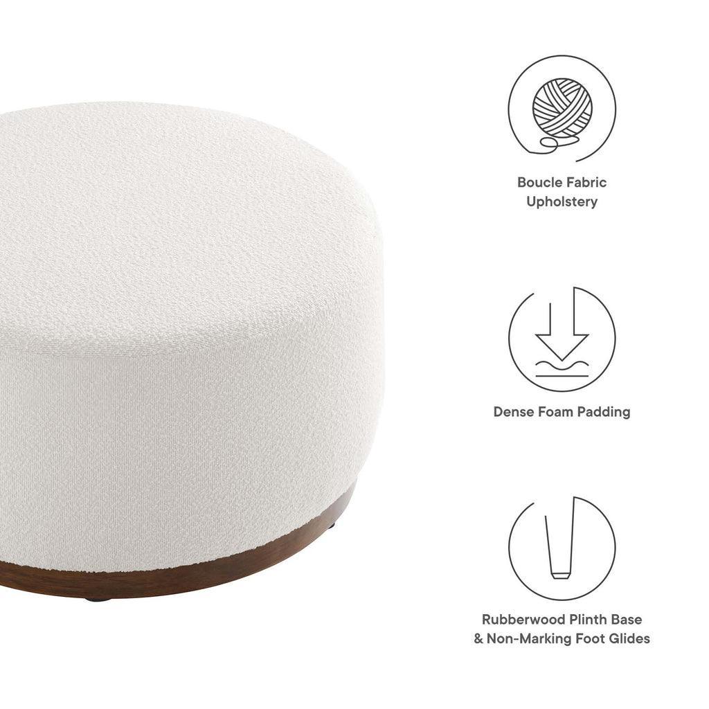 Modway Tilden Large 29" Round Boucle Upholstered Ottoman FredCo