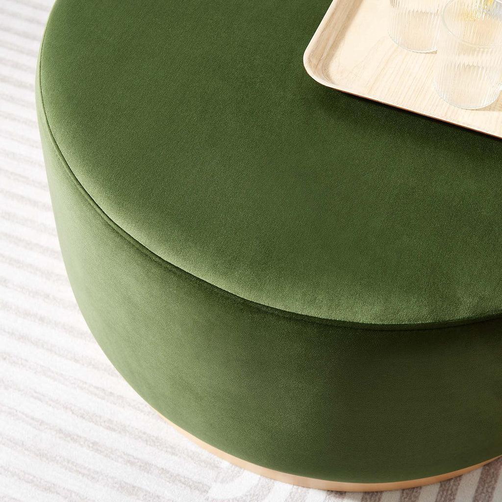 Modway Tilden Large 29" Round Performance Velvet Upholstered Ottoman FredCo