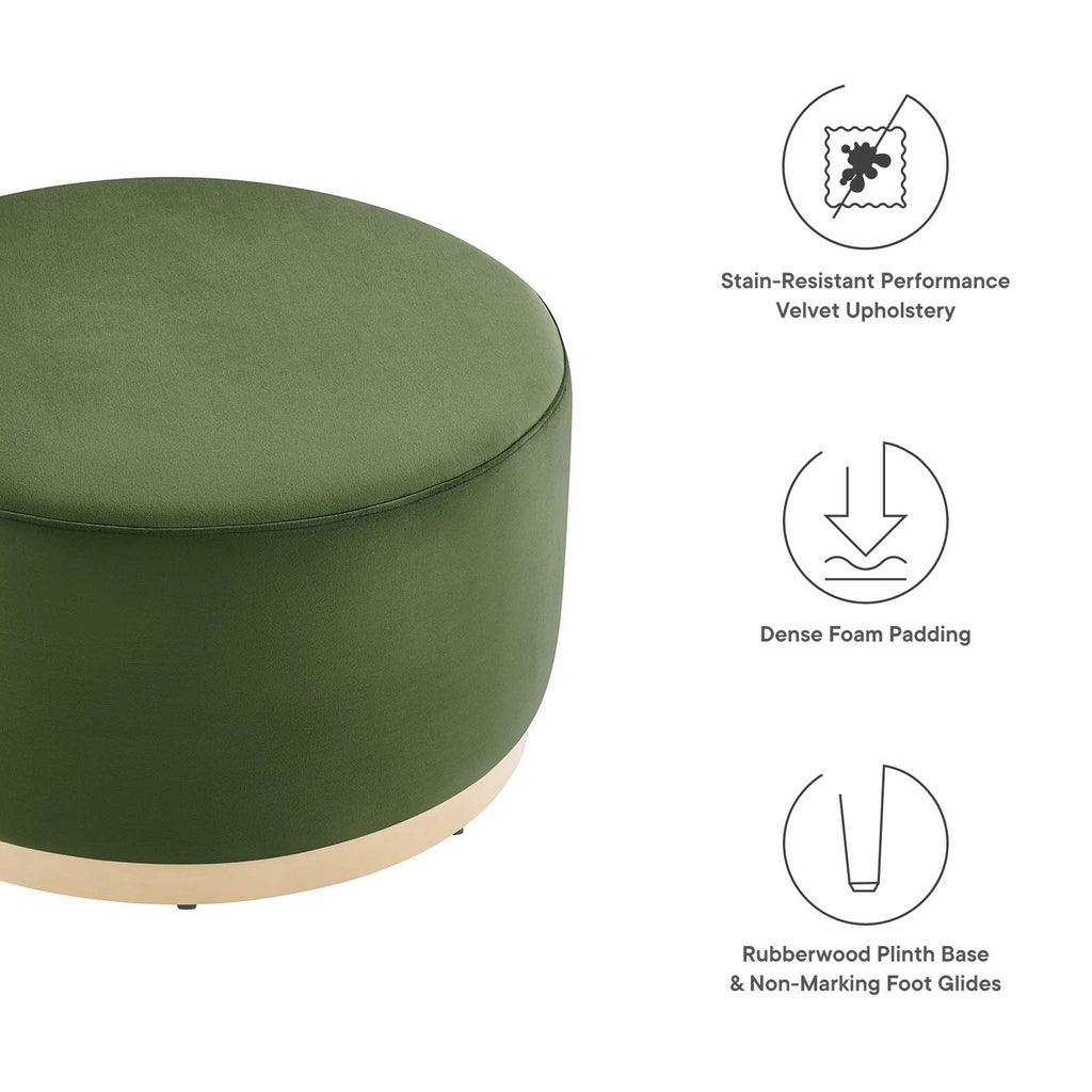 Modway Tilden Large 29" Round Performance Velvet Upholstered Ottoman FredCo