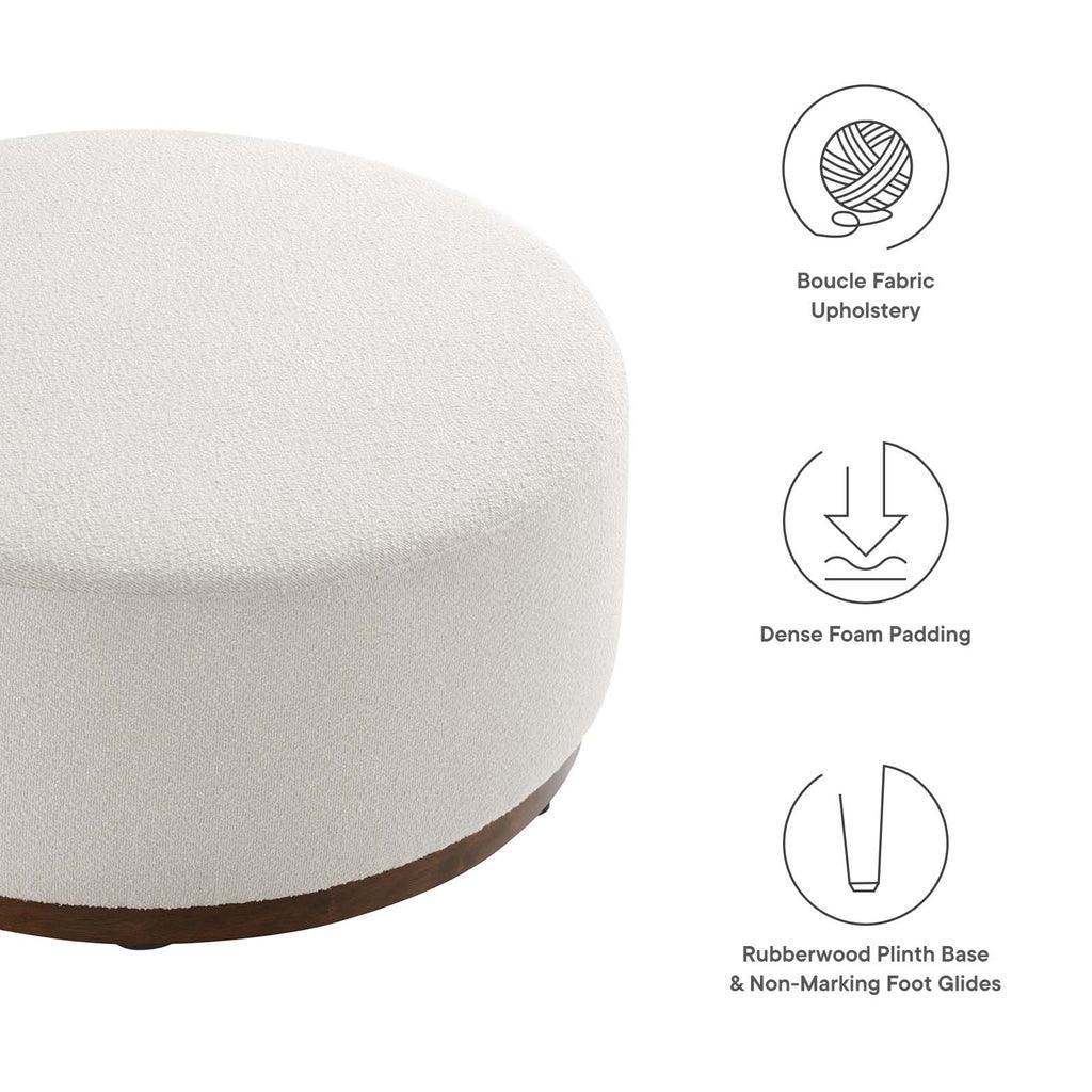 Modway Tilden Large 38" Round Boucle Upholstered Ottoman FredCo