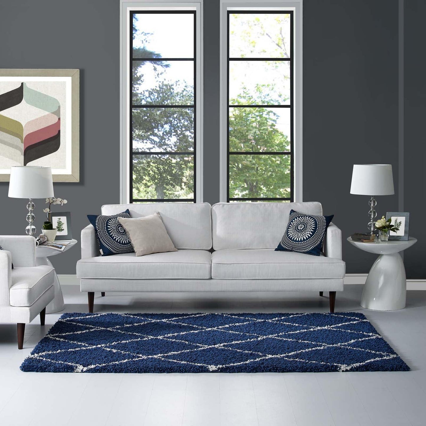 Modway Toryn Diamond Lattice Shag Area Rug FredCo