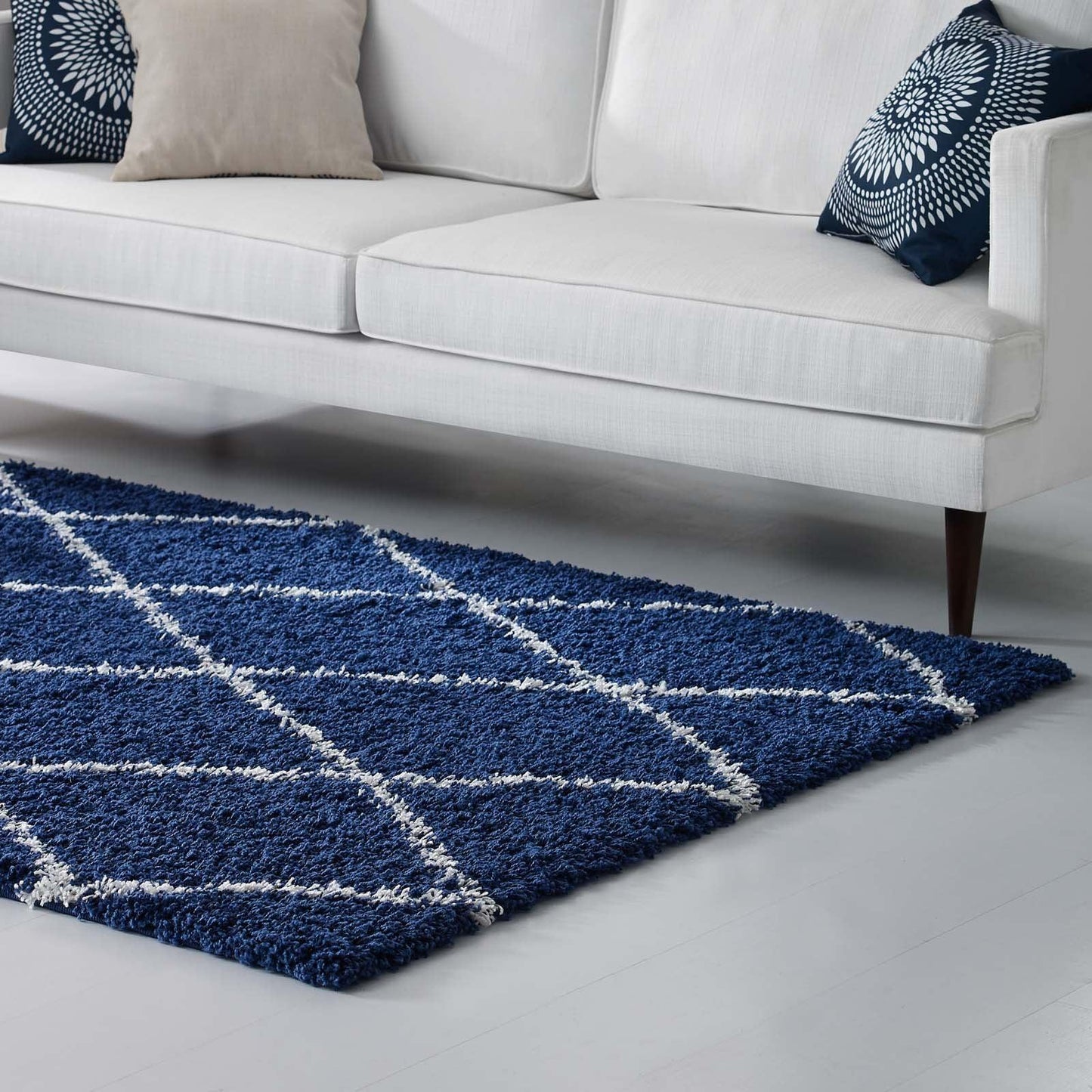 Modway Toryn Diamond Lattice Shag Area Rug FredCo