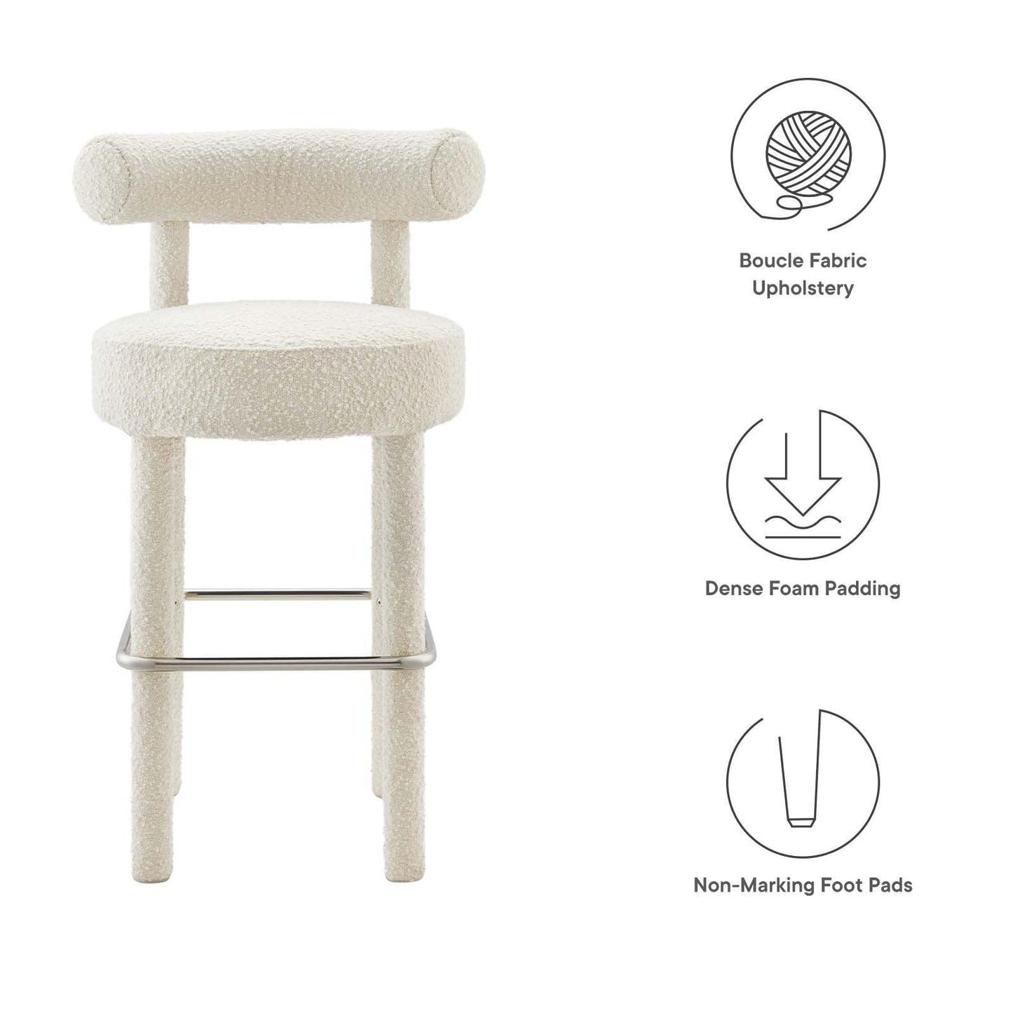 Modway Toulouse Boucle Fabric Bar Stool - Set of 2, EEI-6709 FredCo