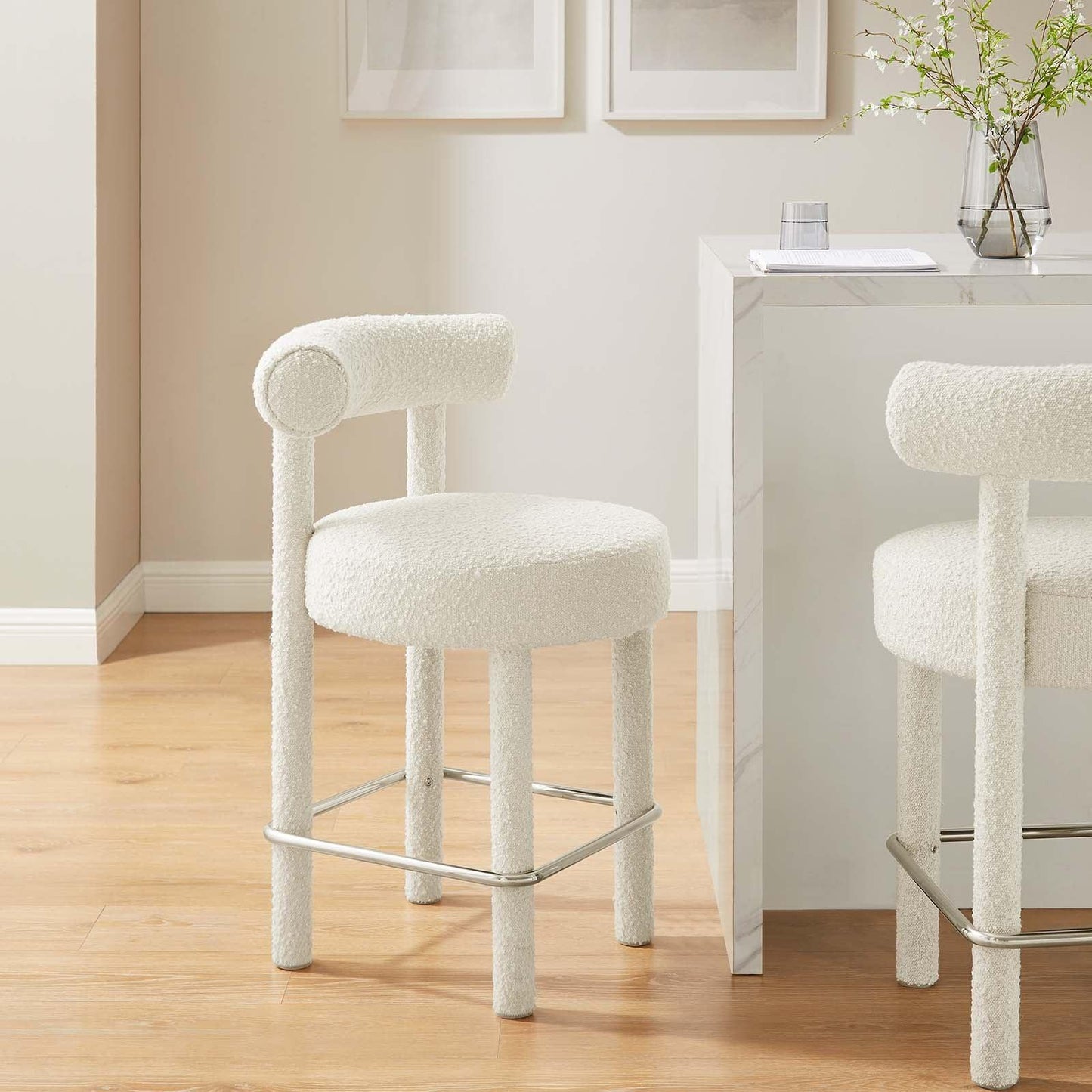 Modway Toulouse Boucle Fabric Counter Stool - Set of 2 FredCo