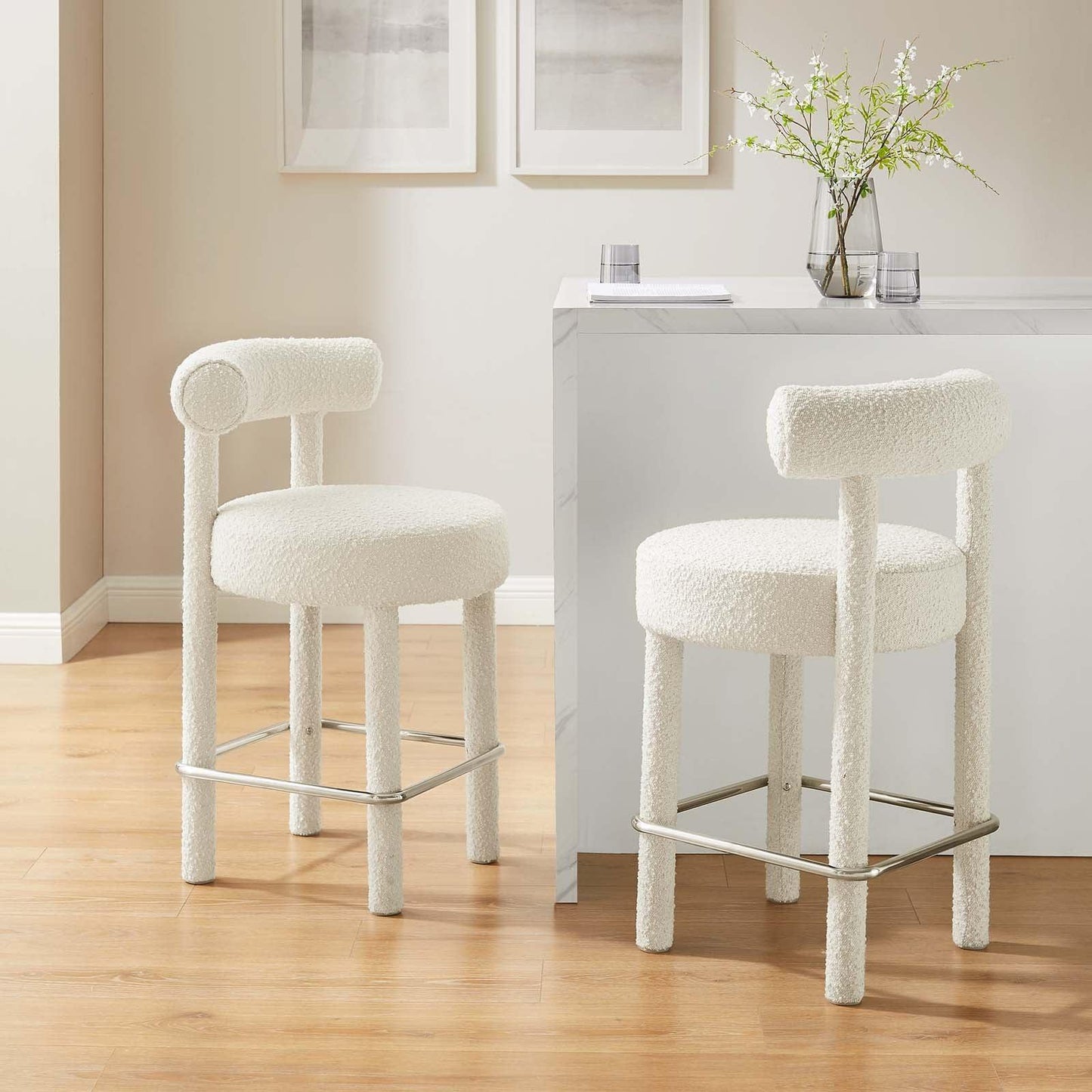Modway Toulouse Boucle Fabric Counter Stool - Set of 2 FredCo