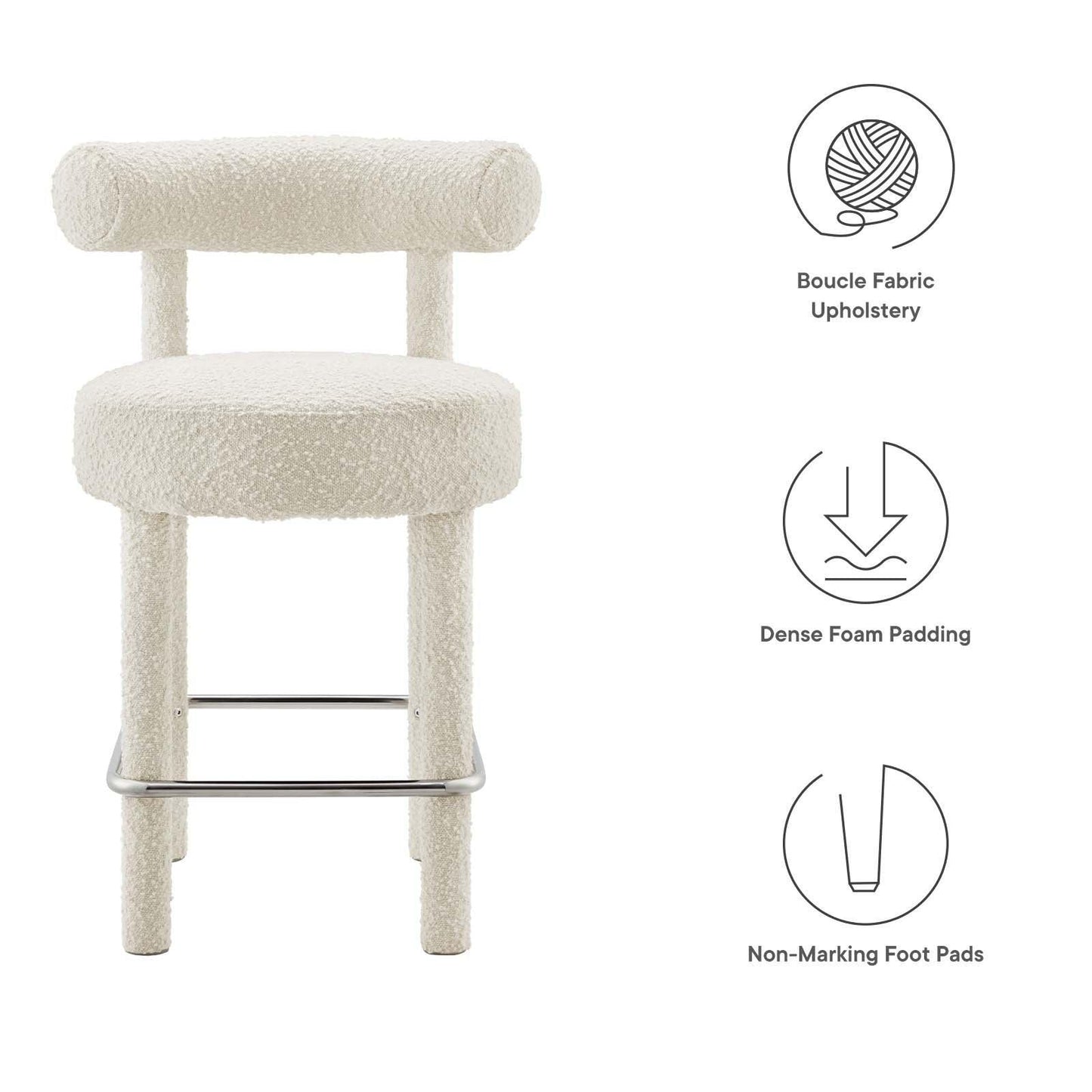 Modway Toulouse Boucle Fabric Counter Stool - Set of 2 FredCo
