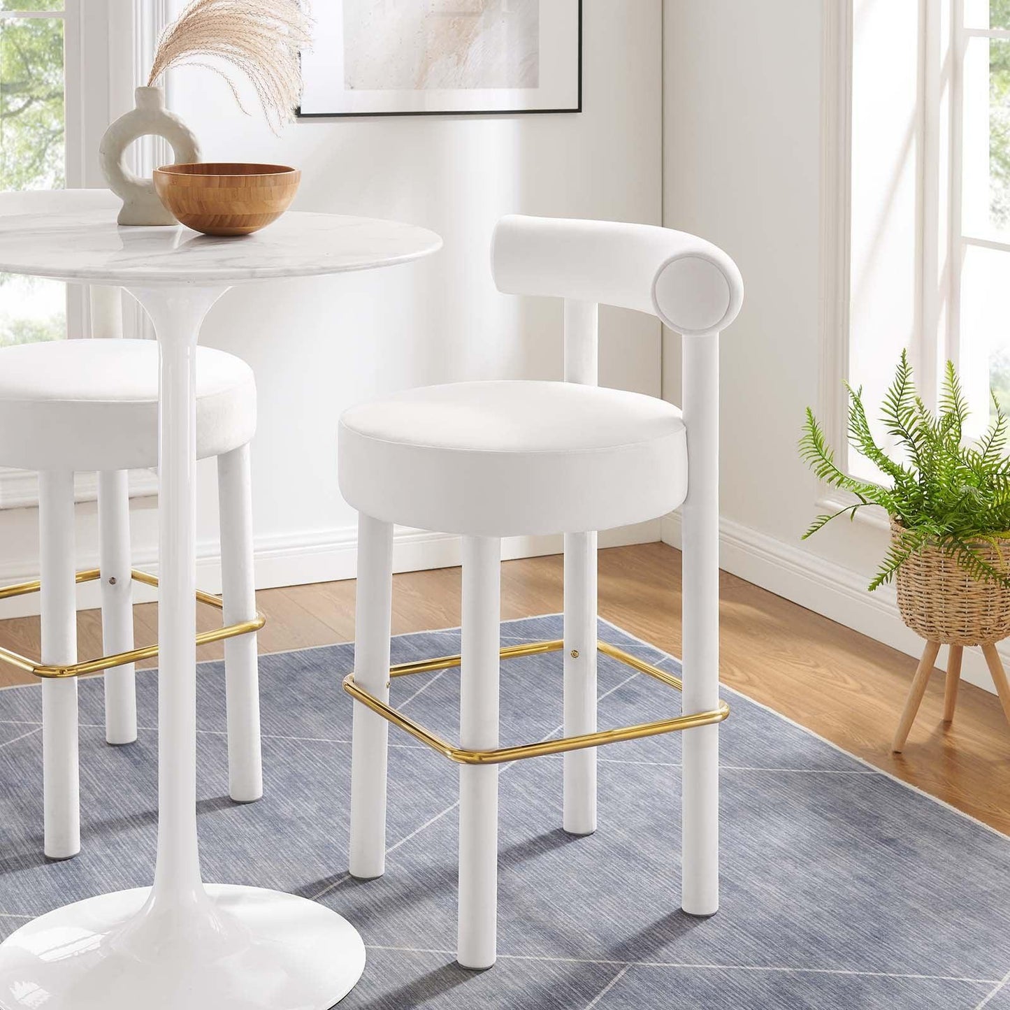 Modway Toulouse Performance Velvet Bar Stool - Set of 2 FredCo