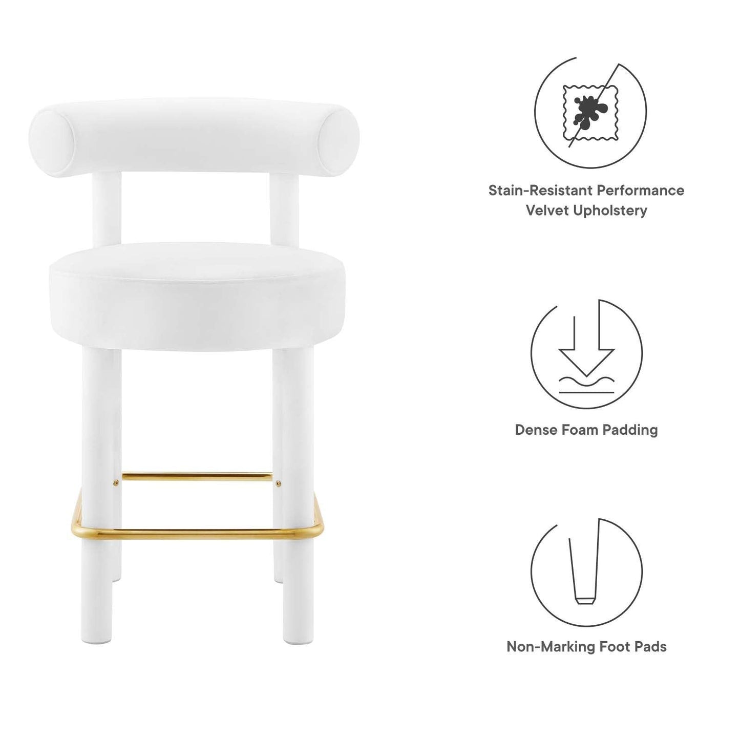 Modway Toulouse Performance Velvet Counter Stool - Set of 2 FredCo
