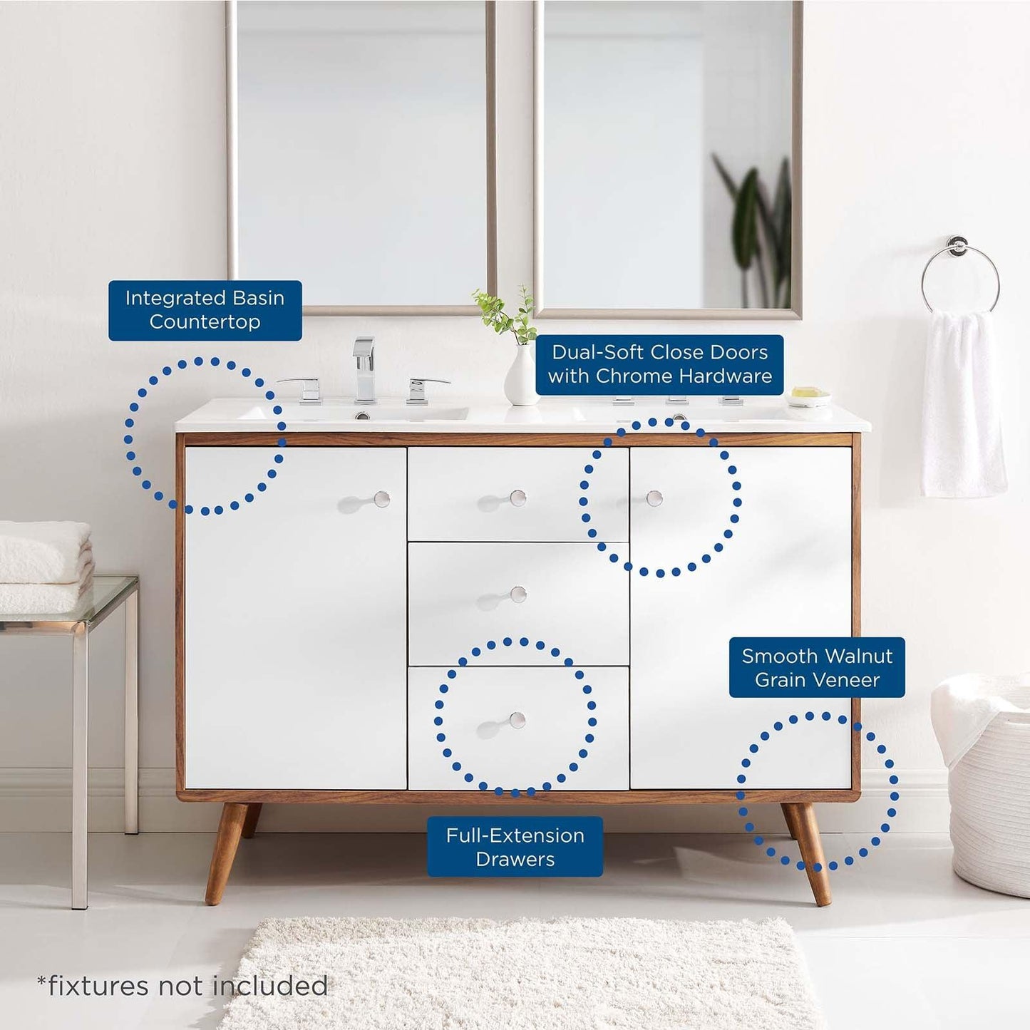 Modway Transmit 48" Double Sink Bathroom Vanity FredCo