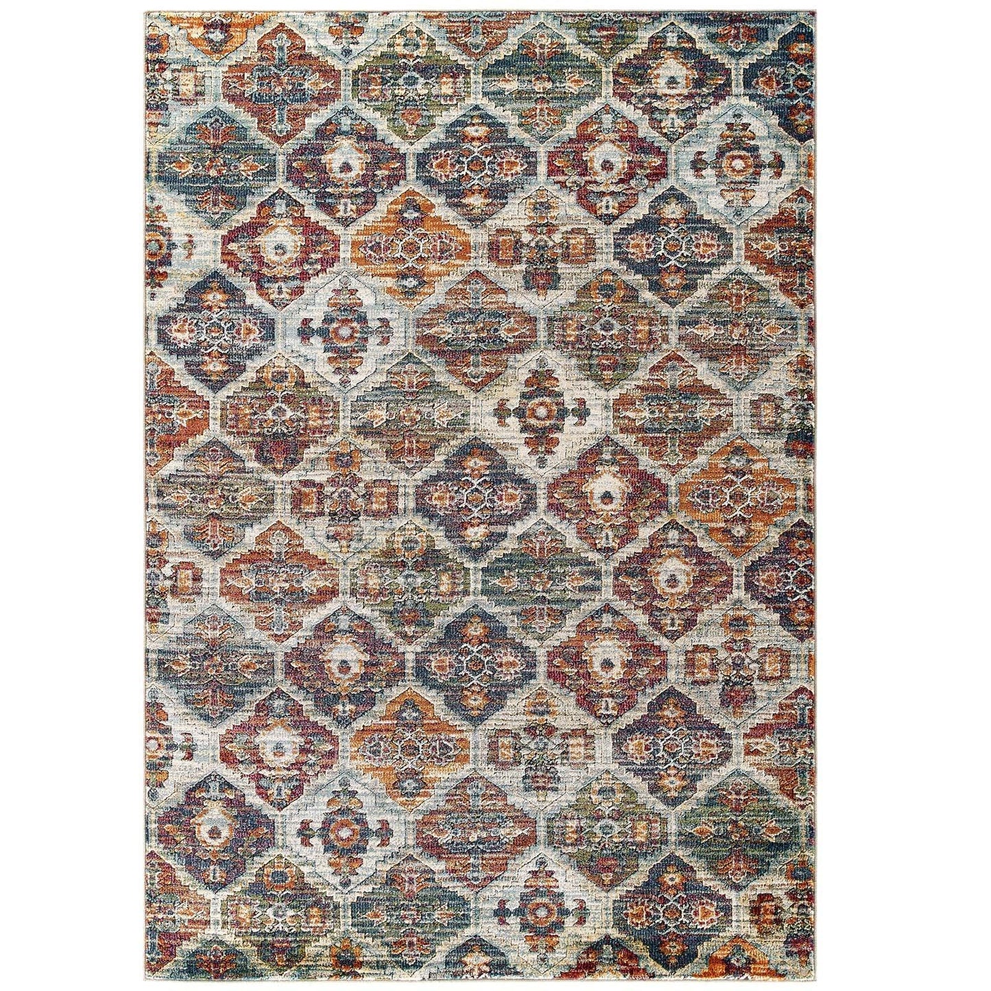Modway Tribute Azalea Distressed Vintage Floral Lattice Area Rug FredCo