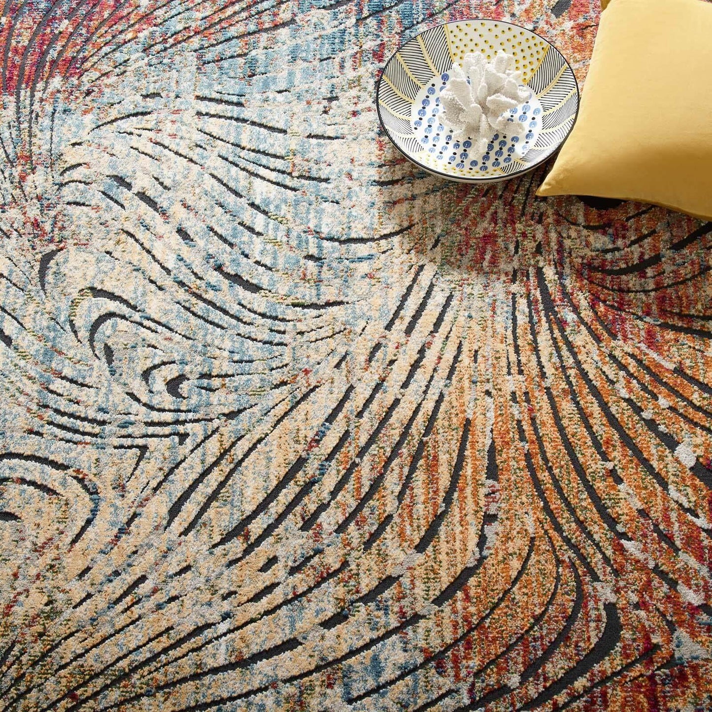 Modway Tribute Ember Contemporary Modern Vintage Mosaic Area Rug FredCo