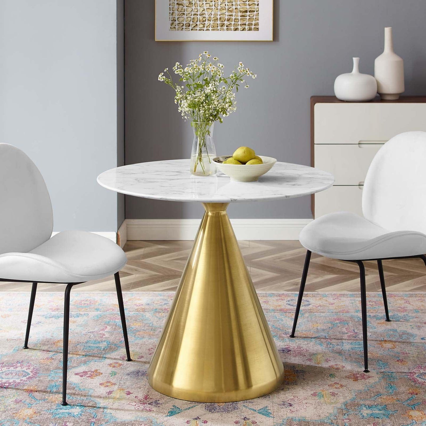Modway Tupelo 36" Artificial Marble Dining Table FredCo