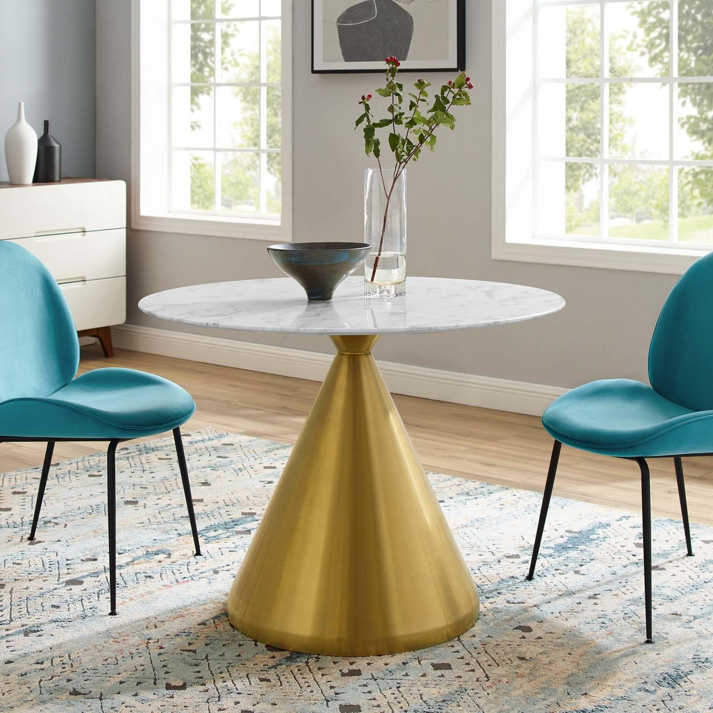 Modway Tupelo 40" Artificial Marble Dining Table FredCo