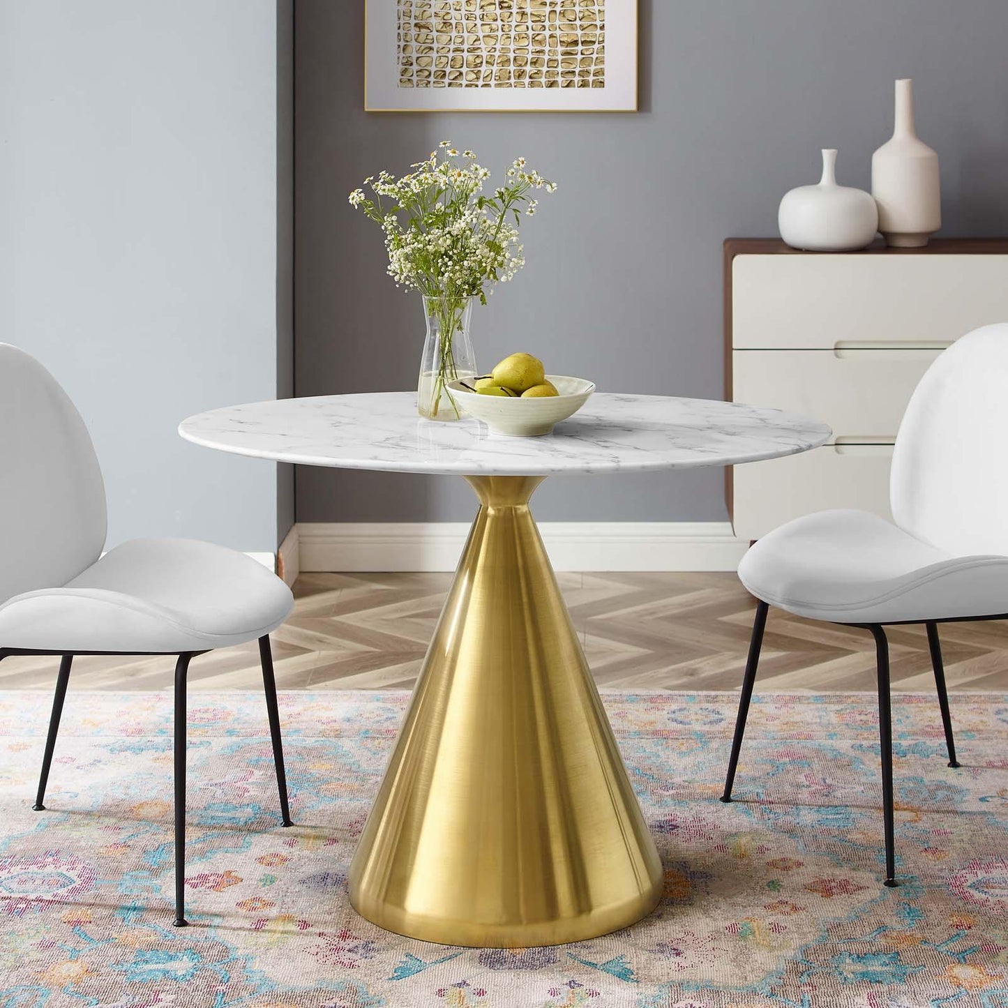 Modway Tupelo 42" Oval Artificial Marble Dining Table FredCo