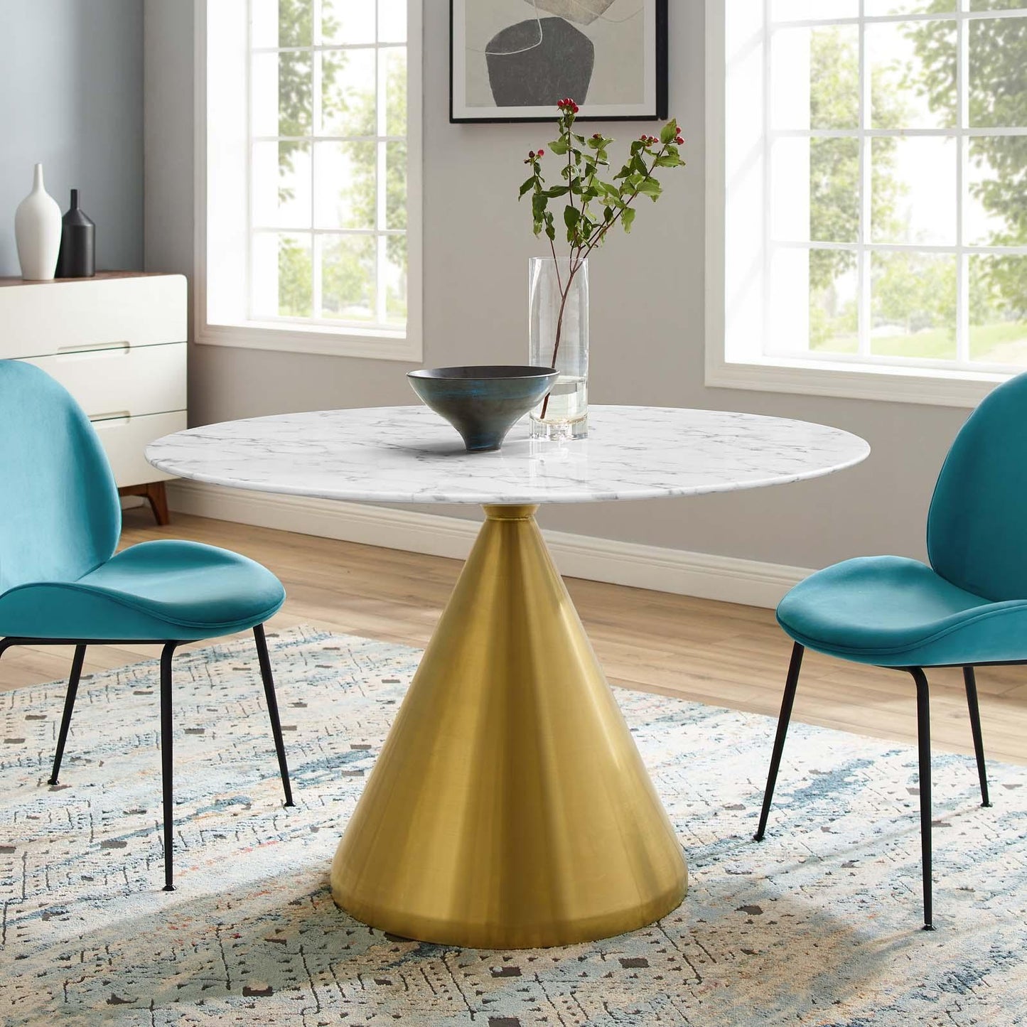Modway Tupelo 47" Artificial Marble Dining Table FredCo