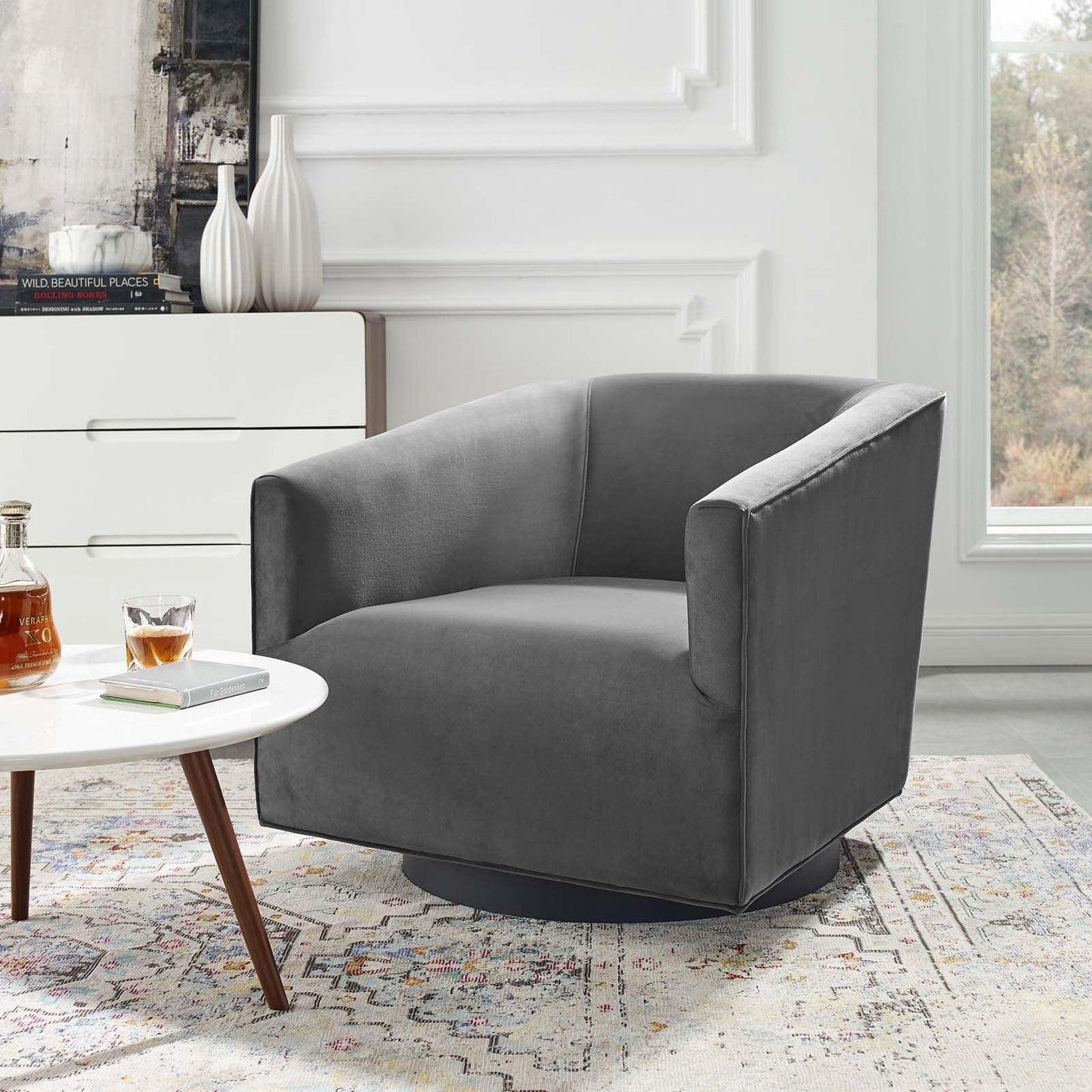 Modway Twist Accent Lounge Performance Velvet Swivel Chair FredCo