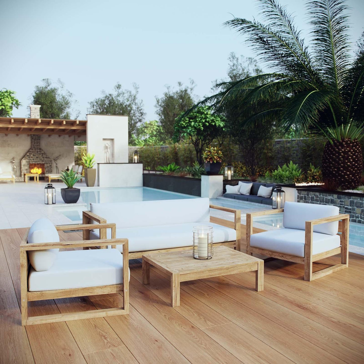 Modway Upland 4 Piece Outdoor Patio Teak Set FredCo