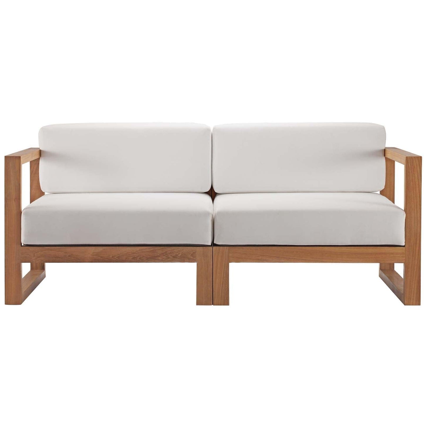 Modway Upland Outdoor Patio Teak Wood 2-Piece Sectional Sofa Loveseat FredCo