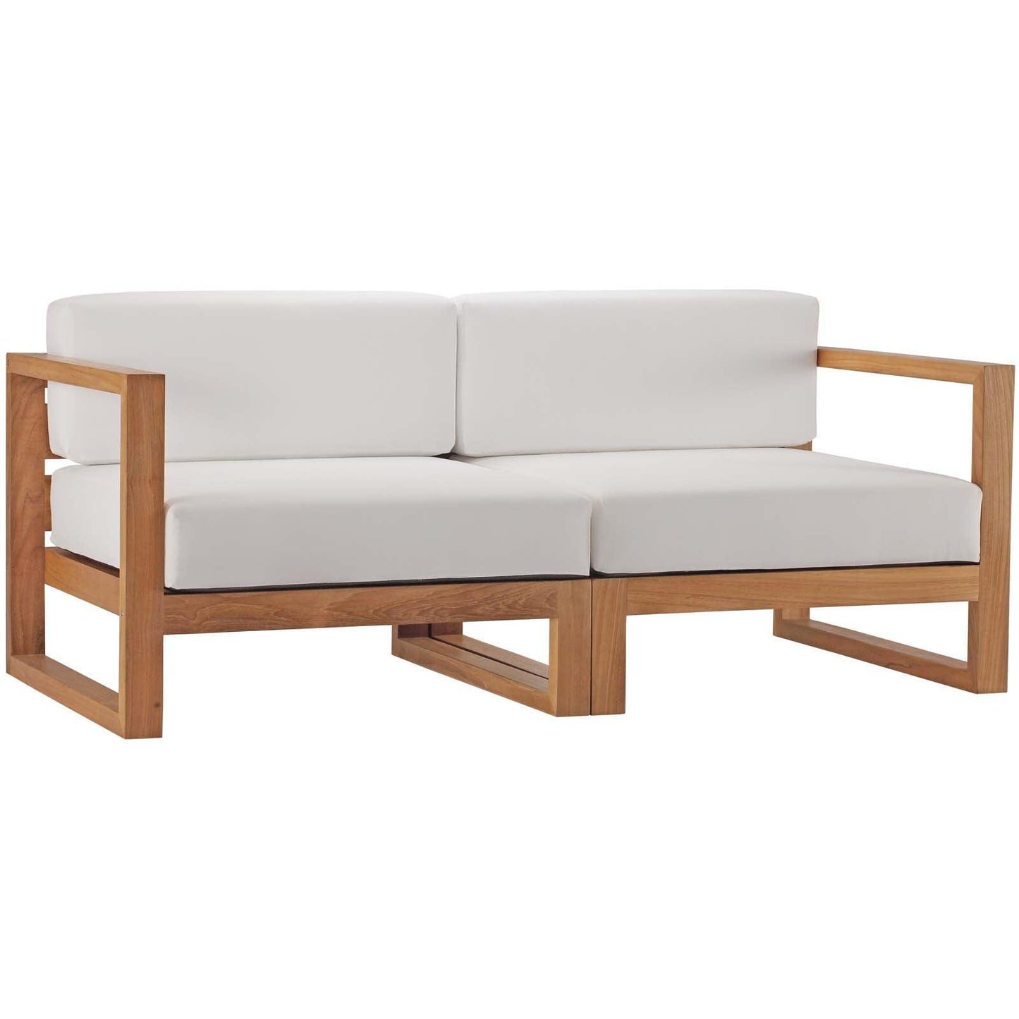 Modway Upland Outdoor Patio Teak Wood 2-Piece Sectional Sofa Loveseat FredCo