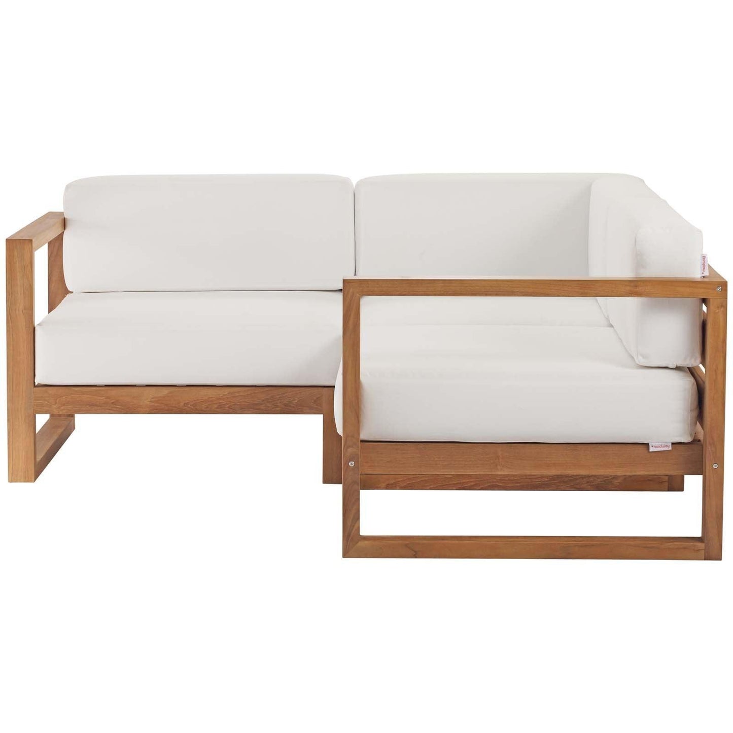Modway Upland Outdoor Patio Teak Wood 3-Piece Sectional Sofa Set, EEI-4255 FredCo