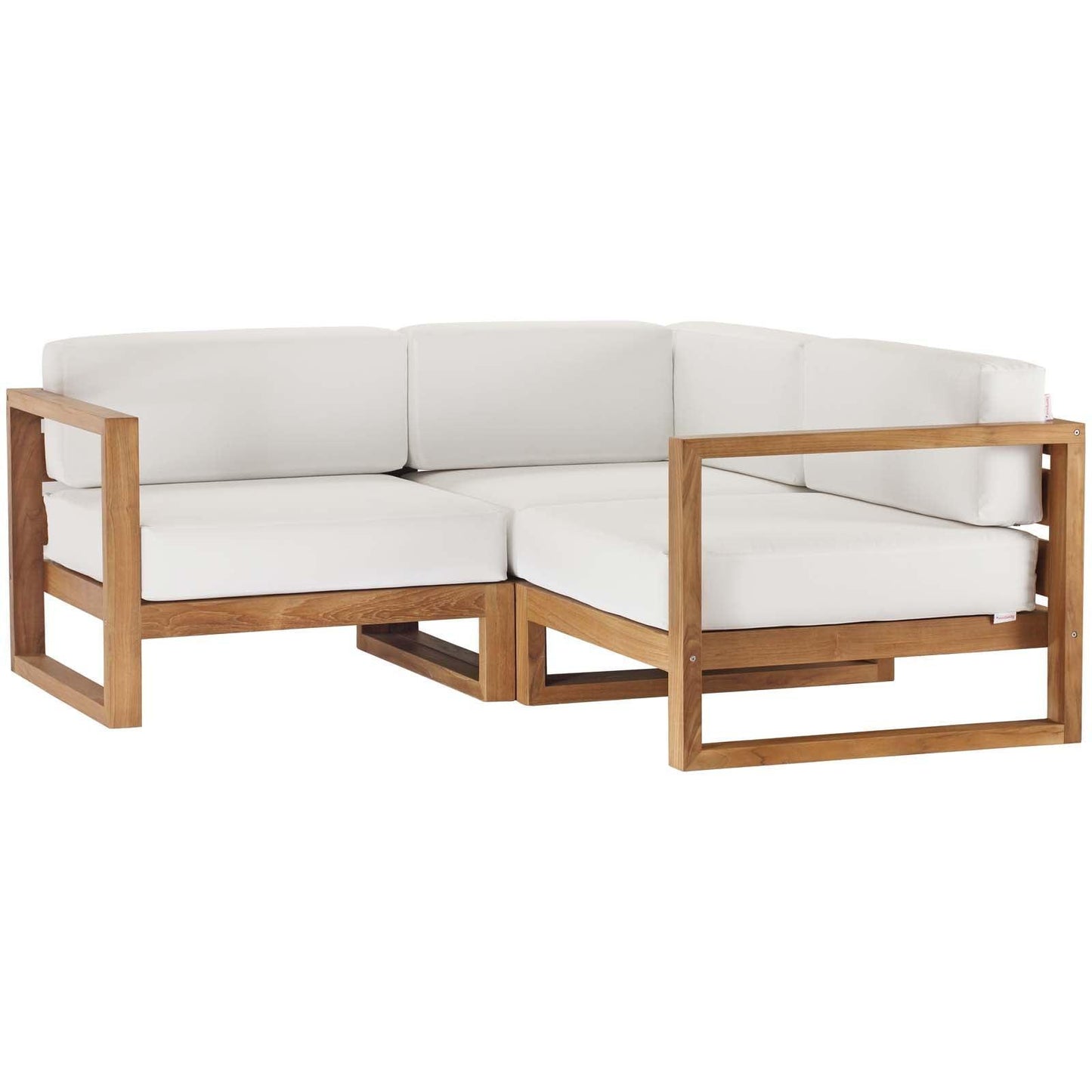 Modway Upland Outdoor Patio Teak Wood 3-Piece Sectional Sofa Set, EEI-4255 FredCo