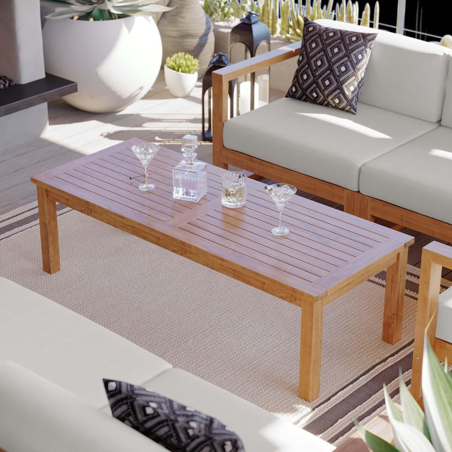 Modway Upland Outdoor Patio Teak Wood Coffee Table FredCo