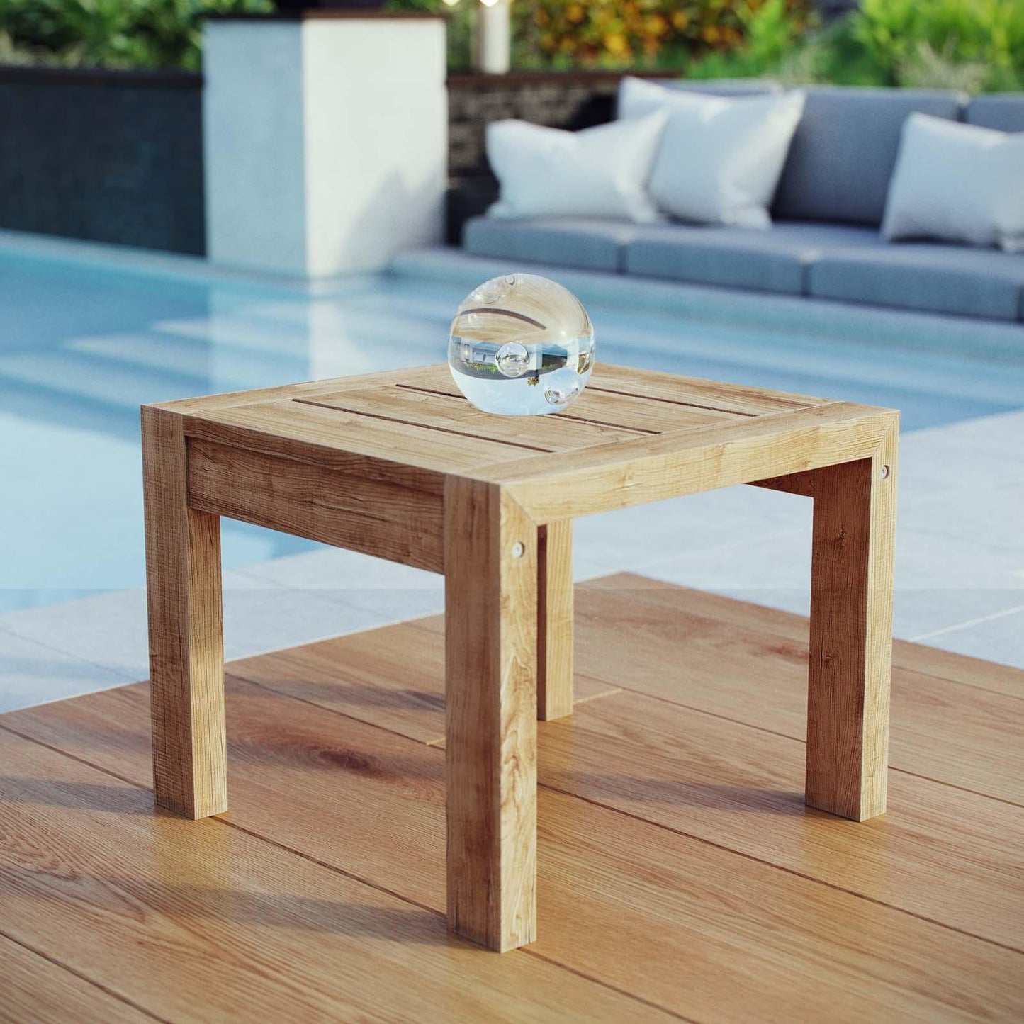 Modway Upland Outdoor Patio Wood Side Table FredCo