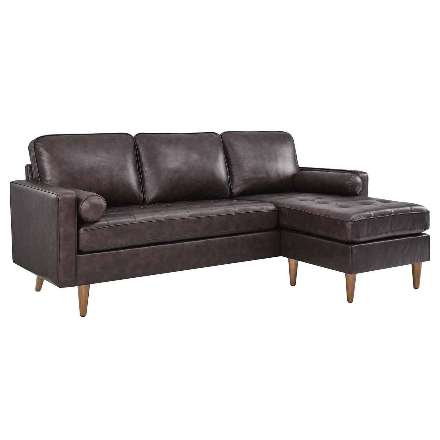 Modway Valour 78" Leather Apartment Sectional Sofa FredCo