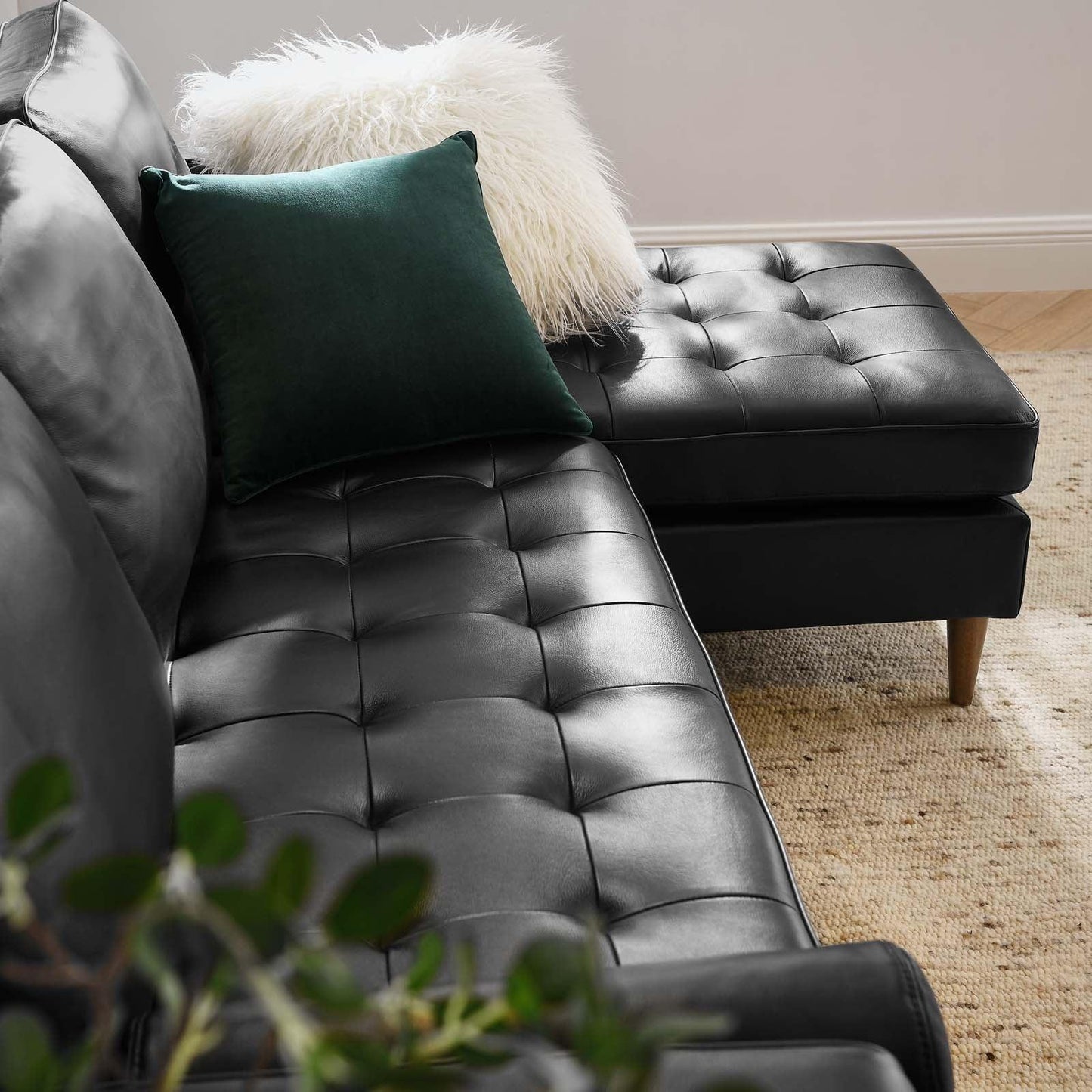 Modway Valour 78" Leather Apartment Sectional Sofa FredCo