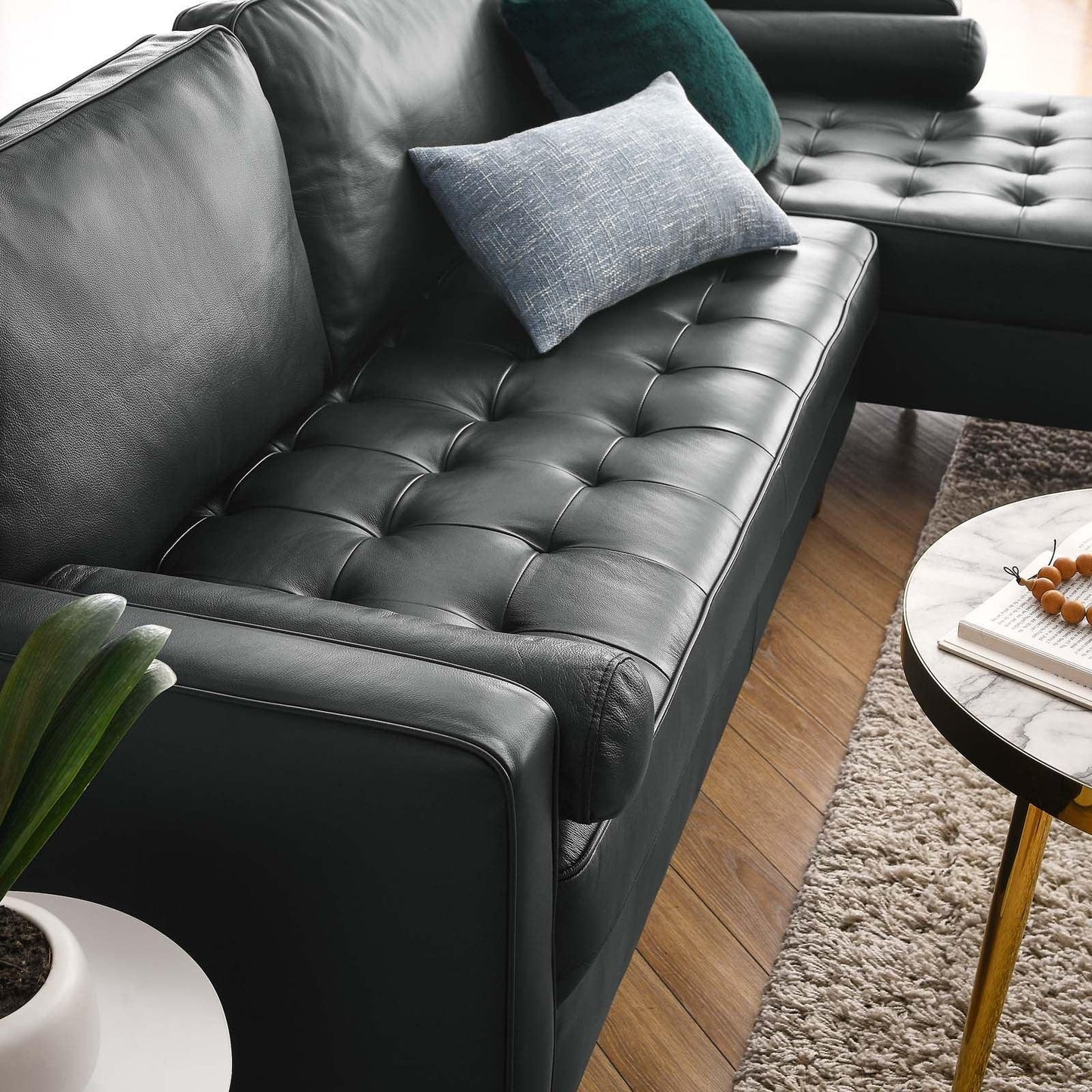 Modway Valour 98" Leather Sectional Sofa FredCo