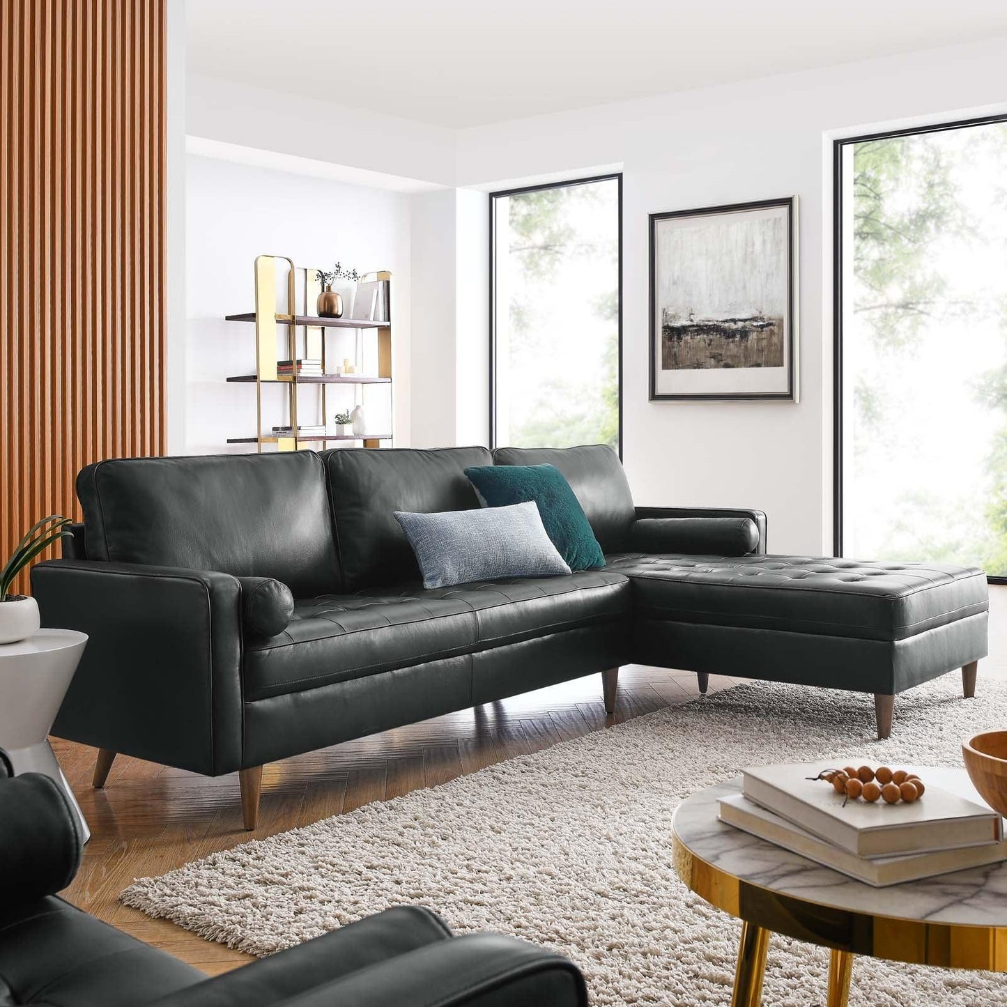 Modway Valour 98" Leather Sectional Sofa FredCo