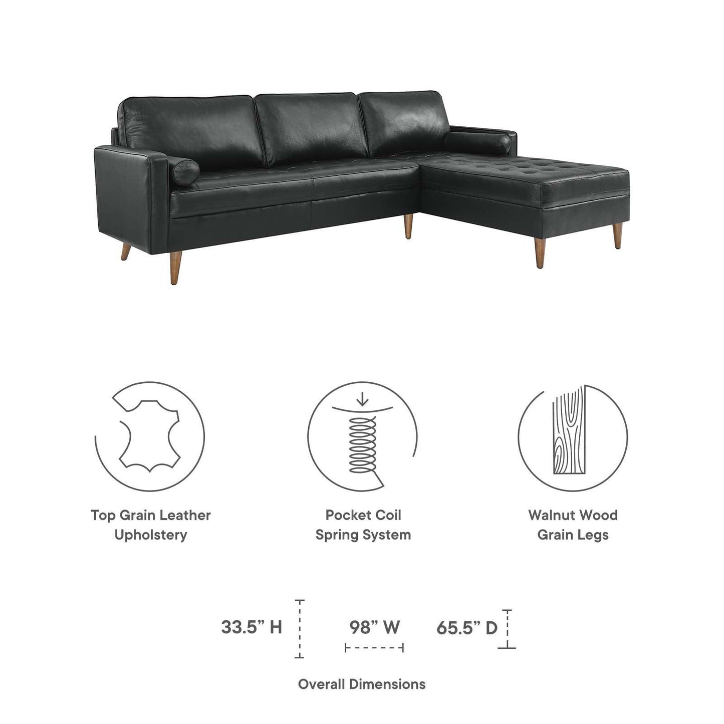 Modway Valour 98" Leather Sectional Sofa FredCo
