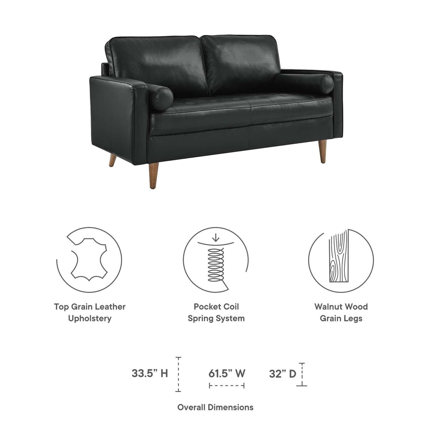 Modway Valour Leather Loveseat FredCo
