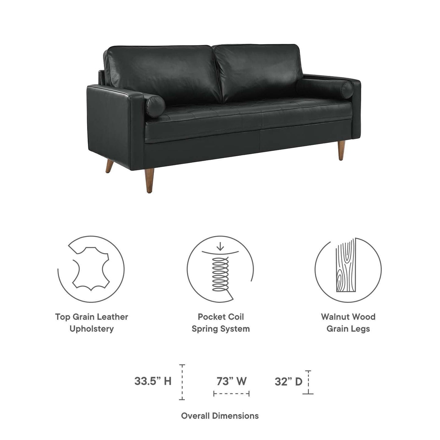 Modway Valour Leather Sofa FredCo